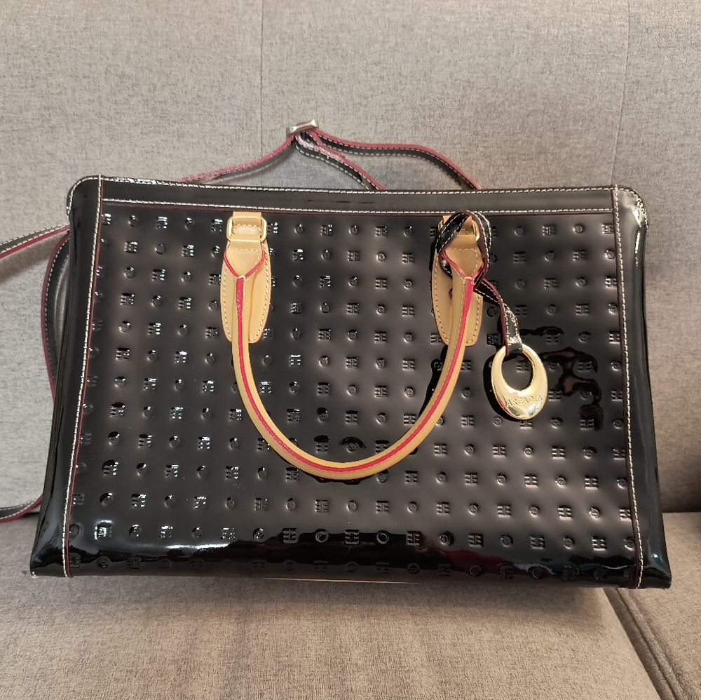 Arcadia Business Large Top Handles Patent Leather Tote